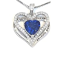 3.2 carat NATURAL Certified Sapphire and Diamond Heart Necklace Jewelry Blue Sapphire Solitaire Pendant Necklace Diamond Grand Daughter Wedding Engagement Sister gift Diamond Gold 18k Silver HANDMADE