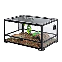 REPTI ZOO Full Glass 20 Gallon Reptile Tank, Front Opening Reptile Terrarium 24