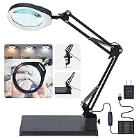 YOCTOSUN Magnifying Glass with Light and Stand, 10X Magnifying Lamp with Clamp, 5