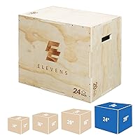 Elevens 3 in 1 Wooden Plyo Box Jump Box Plyometric Box for Jumping Trainer, Skipping, Jumping, Lunges, Box Jumps, Squats, Step-Ups, Dips
