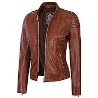 Blingsoul Cafe Racer Leather Jacket Women - Stylish Real Lambskin Leather Jackets for Women
