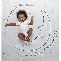 Amazing Baby Swaddle Studio Muslin Swaddle Blanket for Baby Boys & Baby Girls, Receiving Blanket for Newborn, Milestone Blanket, 46x46, Love You to The Moon, 1pk