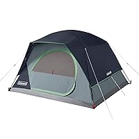 Coleman Skydome Camping Tent, 2/4/6/8 Person Weatherproof Tent with 5 Minute Setup, Includes Pre-Attached Poles, Rainfly, Carry Bag & Roomy Interior