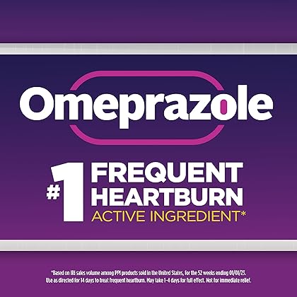 GoodSense Omeprazole Delayed Release Tablets 20 mg, Stomach Acid Reducer for Frequent Heartburn Treatment,Brown 42 Count