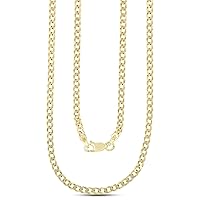DECADENCE 14K Gold or Rhodium Plated Silver Diamond Cut Cuban Curb Chain For Men | 1mm-13mm Thick | Solid 925 Curb Italian Necklaces For Men