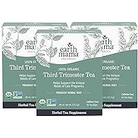 Earth Mama Organic Third Trimester Tea Bags | 100% USDA Organic Herbal Tea for Late Pregnancy Comfort + Childbirth Preparation, 16 Teabags Per Box (3-Pack)