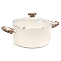 Green Pan, Two-Handled Pot, Casserole IH Compatible, Wood Bee, 7.9 inches (20 cm), Lid Included, Ceramic, Non-Stick, Fluorine-Free, Safe and Safe