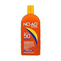 NO-AD SPF 50 SPORT Sunscreen Lotion | Hypoallergenic | Broad Spectrum UVA/UVB Protection | Water Resistant | Octinoxate & Oxybenzone Free with moisturizing Vitamin E and Aloe 16oz | Pack of 2