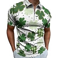 St Patrick's Day Men's Short Sleeves Polo Shirt,Summer Casual Short Sleeve Button Down Graphic Aloha Dress Shirts