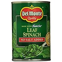 Del Monte No Salt Added Leaf Spinach 13.5 oz Cans (Pack of 6)