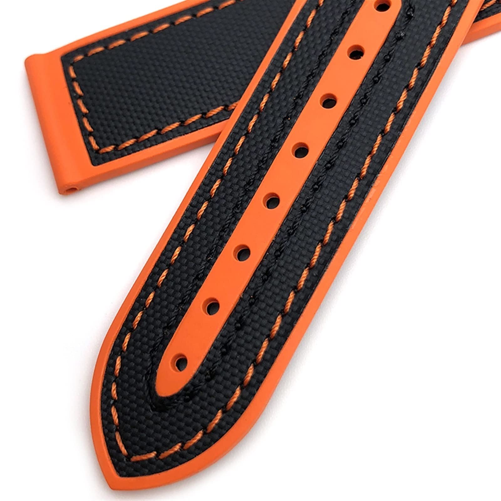 HAODEE 19mm 20mm Nylon Rubber Watchband 21mm 22mm for Omega Seamaster 300 AT150 Speedmaster 8900 PlanetOcean Seiko Leather Strap (Color : Blue Nylon Orange, Size : 21mm)