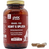 MK Supplements – Grass-Fed Heart & Spleen 3000 mg, Beef Organ Supplement, 100% Pasture-Raised New Zealand Cattle, 180 Capsules, 45-Day Supply