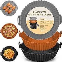 3 Pack Air Fryer Silicone Liners 8inch Air Fryer Silicone Pot Reusable Food Grade Silicone Airfryer Liners Baking Basket Accessories Replacement of Flammable Disposable Parchment Paper