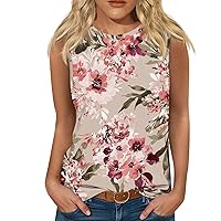 Womens Tank Tops XL Green Floral, Workout Tank Tops Sports Tank Tops for Women Sleeveless Tank Tops for Women Summer Tops Crew Neck Cute Floral Printed Workout Camis Exercise (2-Pink,XXL)