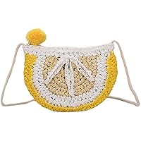 QZUnique Fruit Straw Shoulder Bag Handwoven Crossbody Bag Summer Beach Sea Handbag Purse Strawberry Pineapple Watermelon