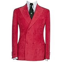 Men's Corduroy Wedding Groom Tuxedo Jacket Double Breasted Buttons Peak Lapel Suit Coat