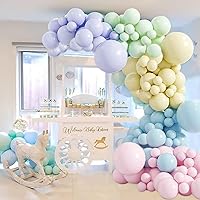 Pastel Balloon Garland Arch, Pastel Pink Yellow Blue Gold Confetti Balloons Kit, Macaron Rainbow Colorful Balloons for Gender Reveal Party Unicorn Princess Birthday Baby Shower