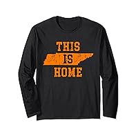 This Is Home Tennessee Map Vintage Orange Text Long Sleeve T-Shirt