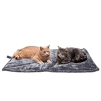 Furhaven ThermaNAP Self-Warming Cat Bed for Indoor Cats & Large/Medium Dogs, Washable & Reflects Body Heat - Quilted Faux Fur Reflective Bed Mat - Gray, Large
