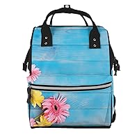 Yellow And Pink Flowers Printed Diaper Bag Nappy Backpack Multifunction Waterproof Mummy Backpack Nursing Bag For Baby