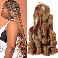 LMZIM 26 Inch French Curly Braiding Hair 8 Packs Soft French Curls Synthetic curly braiding hair Hair Extensions Pre Streched French Curl Braiding Hair wavy end (26Inch (Pack of 8), 27/30)