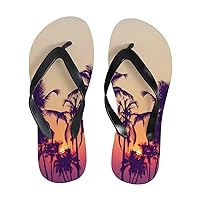 Vantaso Slim Flip Flops for Women Palm Trees at Sunset Yoga Mat Thong Sandals Casual Slippers