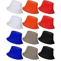 12 Pcs Fishing Bucket Hat Solid Color Cotton Bucket Cap Unisex Summer Hats for Men Women Fishmen Sun Hat for Summer