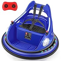 ELEMARA Ride on Bumper Car for Toddlers,1.9MPH Max,12V Battery Car for Kids W/Parent Remote,2-Speed,2 Driving Mode,360°Spin,Electric Bumping Car with Music,5 Lighting Mode,DIY Stickers,Blue