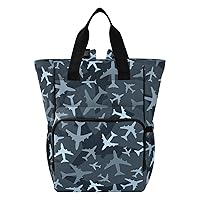 Airplanes Blue Camouflage Diaper Bag Backpack for Baby Girl Boy Large Capacity Baby Changing Totes with Three Pockets Multifunction Travel Diaper Bag for Travelling Shopping Picnicking