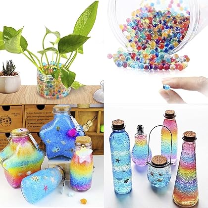 ELONGDI Water Beads Pack Rainbow Mix 50,000 Beads Growing Balls, Jelly Water Gel Beads for Spa Refill, Kids Sensory Toys, Vases, Plant, Wedding and Home Decor