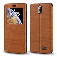 Lenovo A328 Case, Wood Grain Leather Case with Card Holder and Window, Magnetic Flip Cover for Lenovo A328T