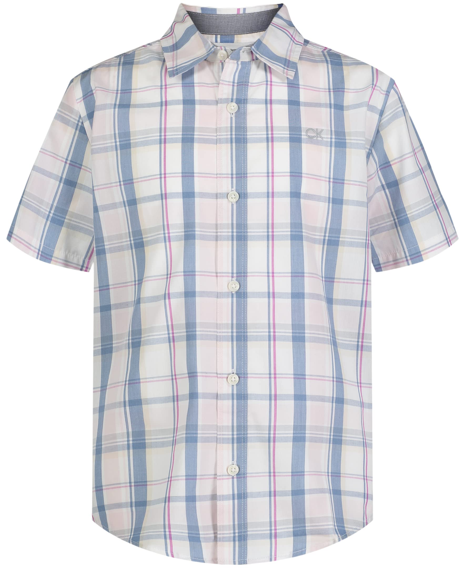 Calvin Klein Boys' Short Sleeve Woven Button-Down Shirt