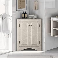 Modern Corner Storage Cabinet with Adjustable Shelves 2 Doors Triangle Freestanding Floor Cabinet for Living Room Small Space White Marble