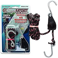 Rope Ratchet 10010 1/4 Inch 8 Feet Long Super Duty Adjustable Rope Clip Tie Down 150-lb Capacity (1 Ratchet Only)
