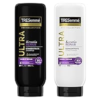 TRESemmé Ultra Keratin Repair Concentrate Shampoo And Conditioner For Damaged Hair Visible Repair in 30 Seconds, Fast-Lather And Fast-Detangle Technology, 2X More Washes Combo Pack, Black