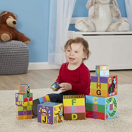 Melissa & Doug Deluxe 10-Piece Alphabet Nesting and Stacking Blocks - Stack And Sort , ABC Learning , Stackable Toys For Toddlers Ages 2+