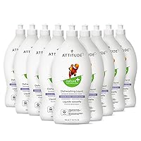 ATTITUDE Dishwashing Liquid, EWG Verified, Vegan Dish Soap, Plant Based, Naturally Derived Products, Olive and Coriander, 23.7 Fl Oz (Pack of 9)