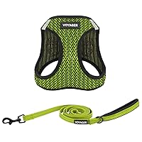Voyager Step-in Air All Weather Mesh Harness and Reflective Dog 5 ft Leash Combo with Neoprene Handle, for Small, Medium and Large Breed Puppies by Best Pet Supplies - Lime Green (2-Tone), M