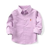 Boys Long Sleeve Oxford Button Down Rabbit Pattern Casual Dress Shirt