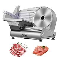 Commercial Meat Slicer, Electric Deli Food Slicer, Carbon Steel Blade Electric Food Slicer, 350-400RPM Meat Slicer, 0-0.6 inch Adjustable Thickness for Meat, Cheese, Veggies, Ham (7.5 inch-180W)
