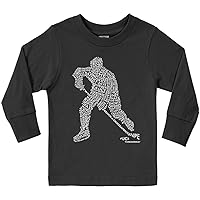 Threadrock Little Boys' Hockey Player Typography Design Toddler L/S T-Shirt