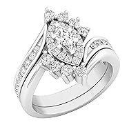 Dazzlingrock Collection 0.95 ctw Marquise & Round Diamond Wedding Ring Matching Band Set for Women (Color I-J, Clarity I1-I3) in Gold