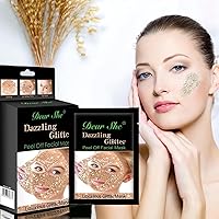 Hologram Peel-Off Face Masks, Glitter Peel-Off Mask, Toning & Calming - Exfoliate, Unclog Pores, Correct Dark Spots, Regenerate & Rehydrate for a Lustrous Complexion (Gold)