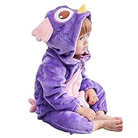 Clothes Baby Boy Babys Newborn Infant Girls Boys Animals Spring Winter Long Sleeve Fleece Romper (Purple, 6-12 Months)