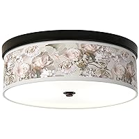 Rosy Blossoms Giclee Energy Efficient Bronze Ceiling Light with Print Shade