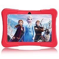 Kids Tablet, 7 inch Android Tablet for Kids, Quad-core 32GB ROM, Toddler Tablets with Bluetooth, WiFi, FM Parental Control, Dual Camera, GPS,Shockproof Case, Kids App Pre-Installed (Red)