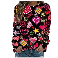 Tunic Sweatshirts for Women Valentines Day Heart Patterned Mock Turtleneck Coat Comfy Date Christmas Shirts