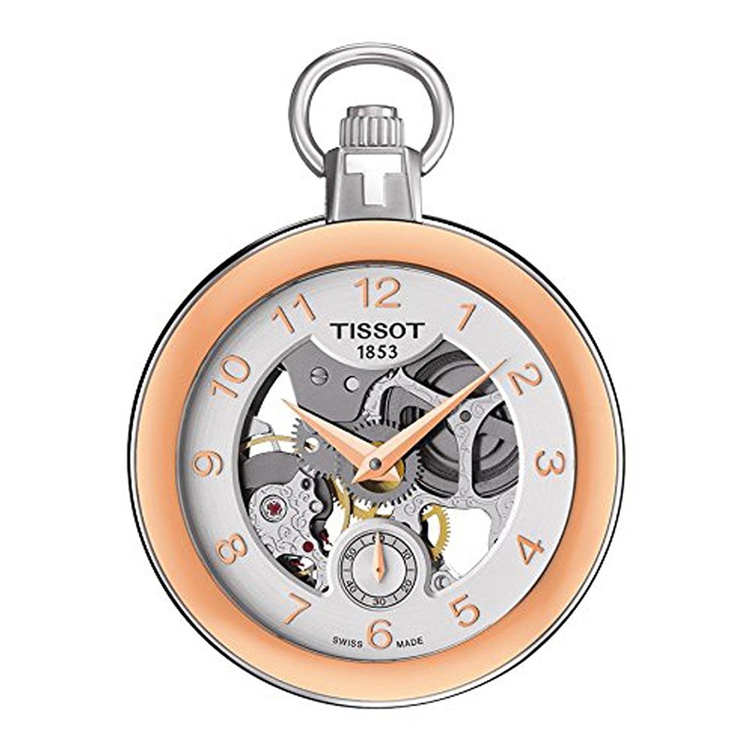 Tissot Pocket Mechanical Skeleton Rose Gold Bezel Watch with Chain T8534052941201