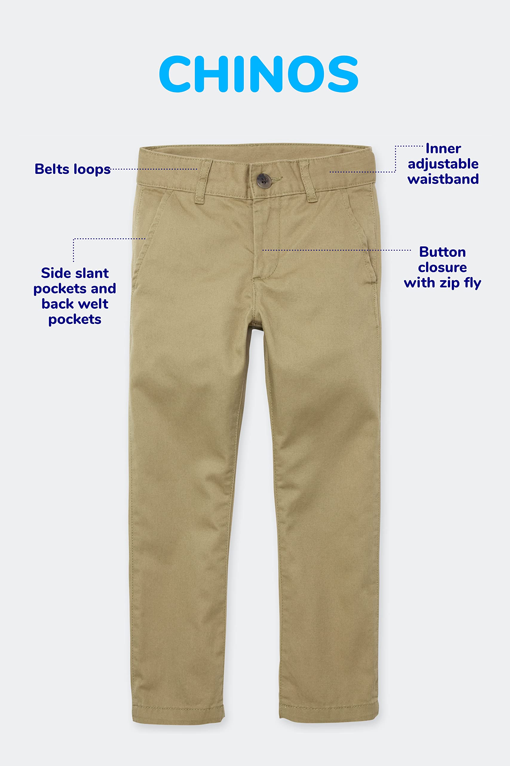 The Children's Place boys Uniform Straight Chino Pants 2 Pack