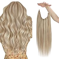 220g Bundle Clip in Hair Extensions and Wire Hair Extensions Ash Blonde Highlights Bleach Blonde 20inch